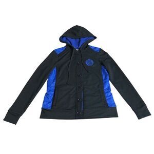 Ralph Lauren LRL Active Hoodie Jacket Womens S Black Crest Preppy Button Pockets